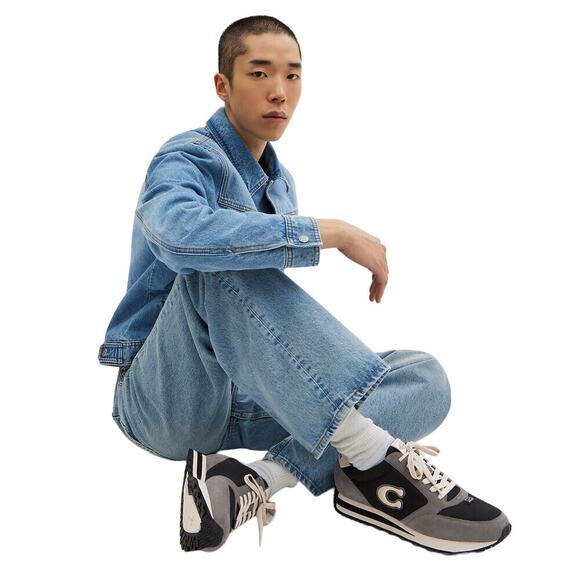 Coach Men´s 10.5 D Black Heather Gray Suede Lace Up...